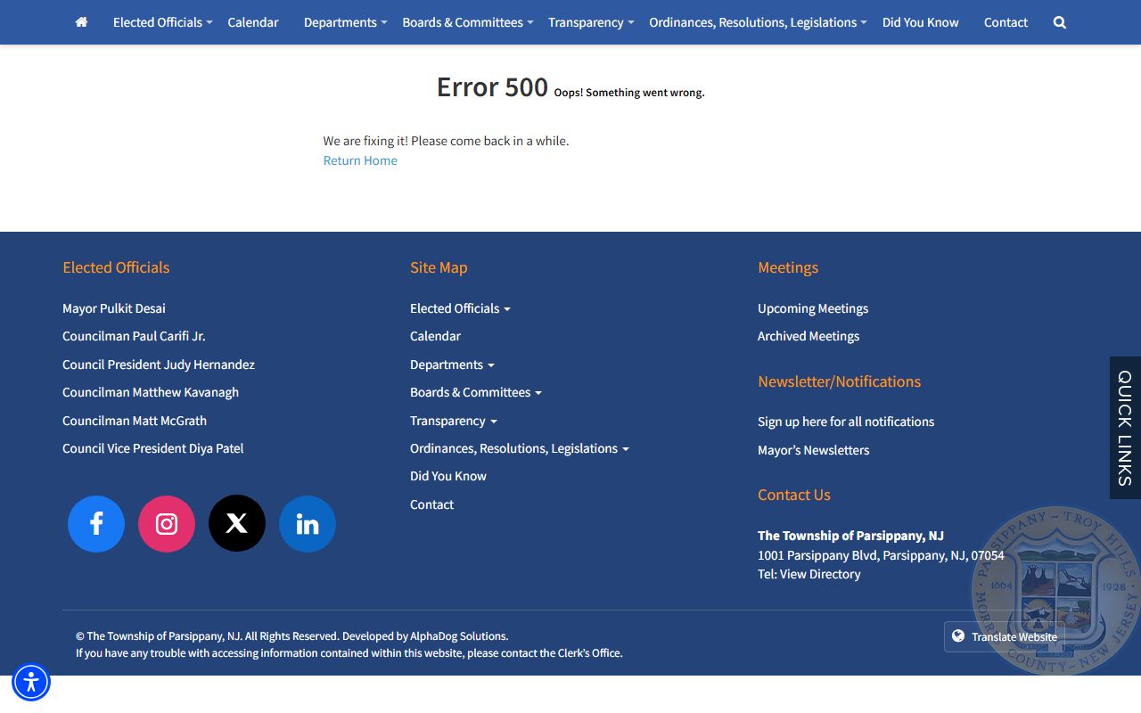 Parsippany-Troy Hills Township resource page for bankruptcy records search