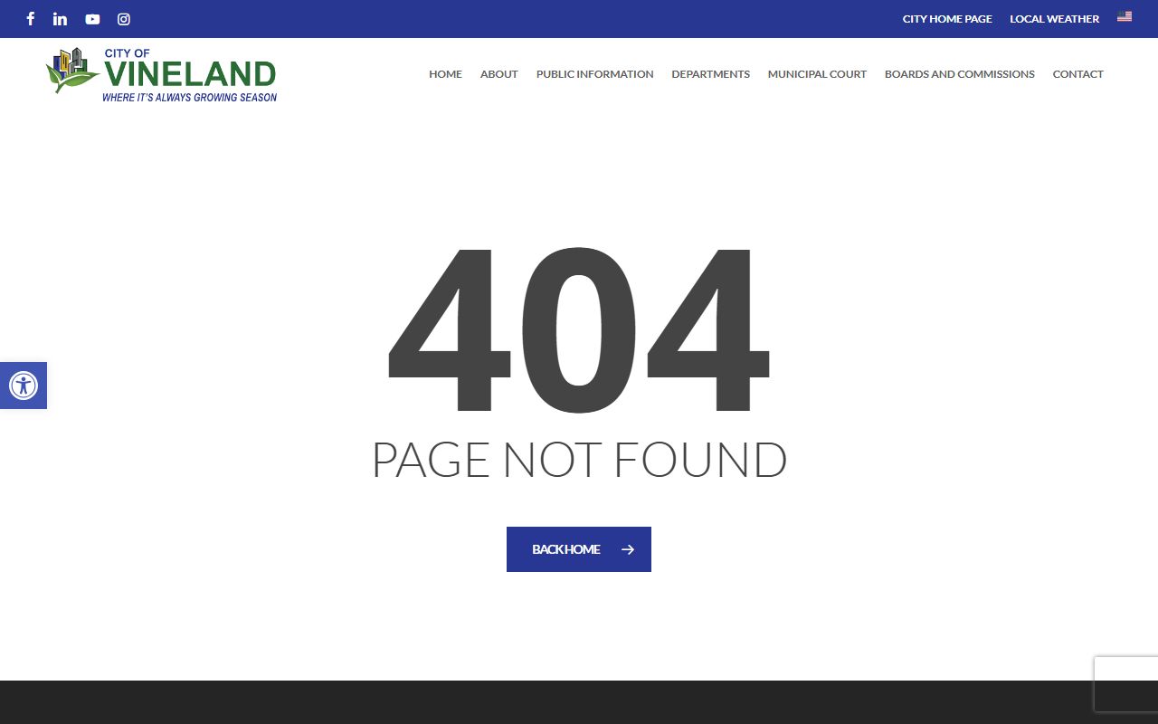 Vineland city resource page for bankruptcy records and municipal services